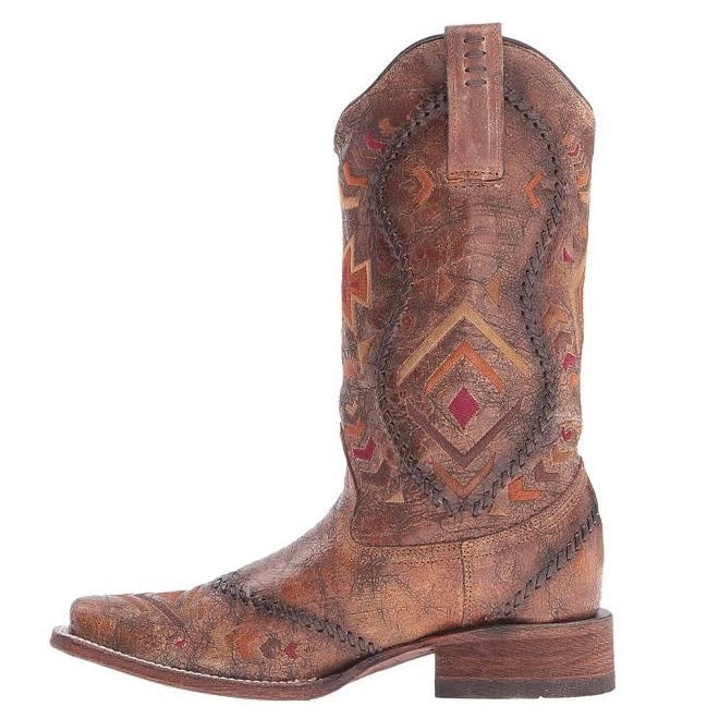 Corral cheapest Western Boots Women Square Toe Studs Leather Cognac C2919 size 7.5