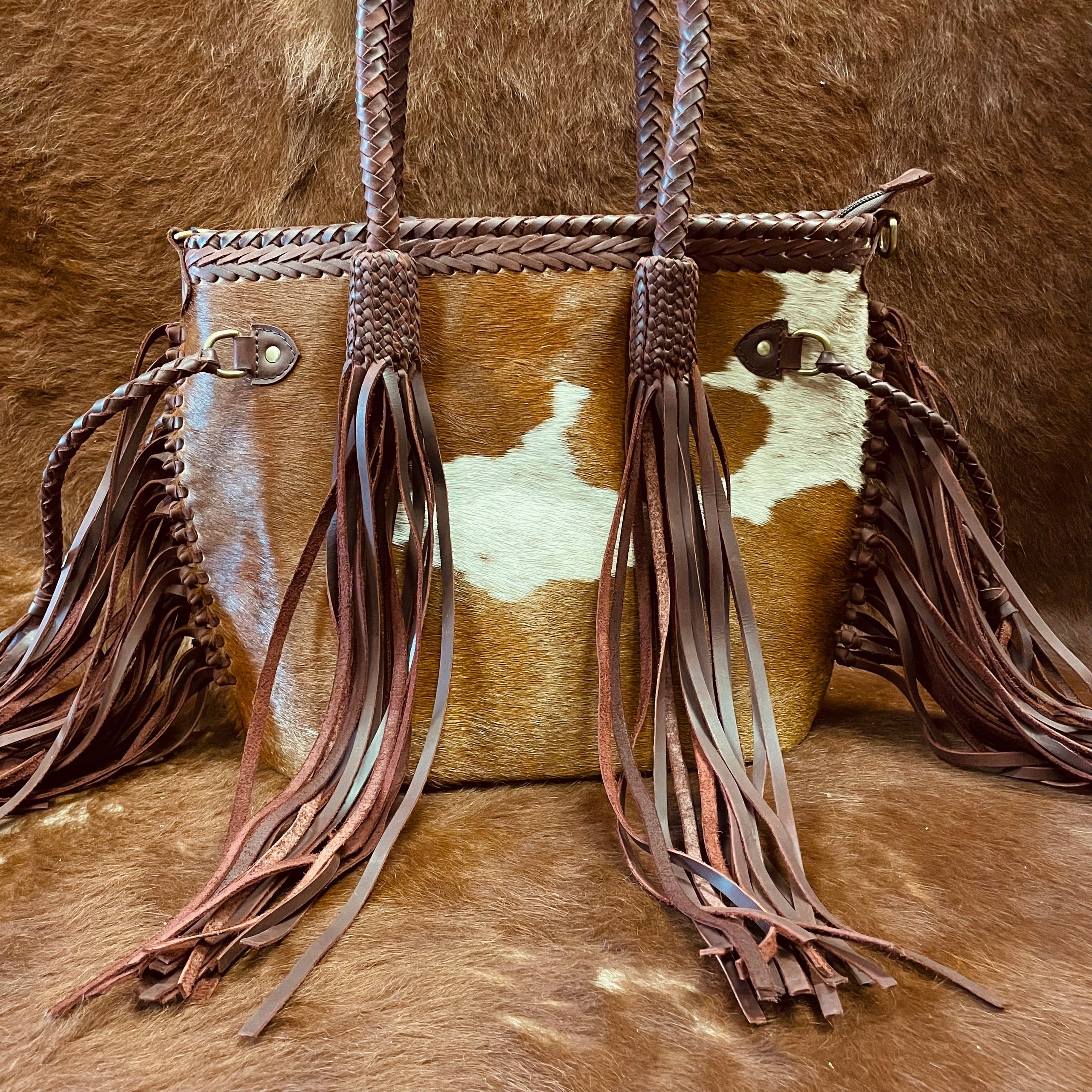 Cowhide Fringe Bag | Punchy Cactus | Western Boutique