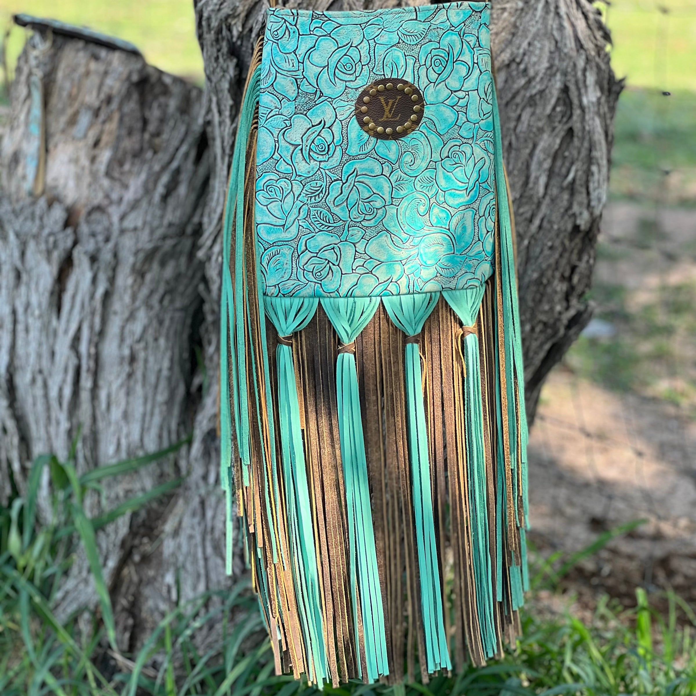 Turquoise Cowhide Clutch with Fringe – Prairie Rose Boutique